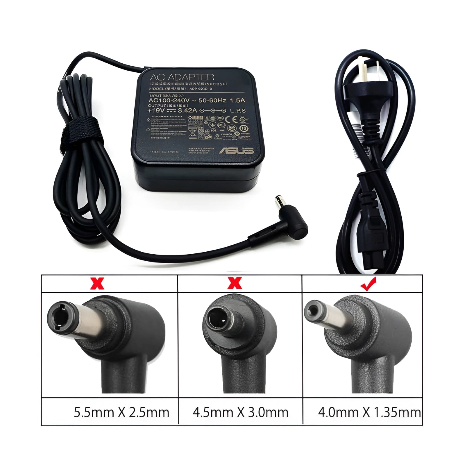 Genuine 65W AC Laptop Charger Adapter for Asus Zenbook Flip 14 UX461 UX461U (4.0x1.35mm)
