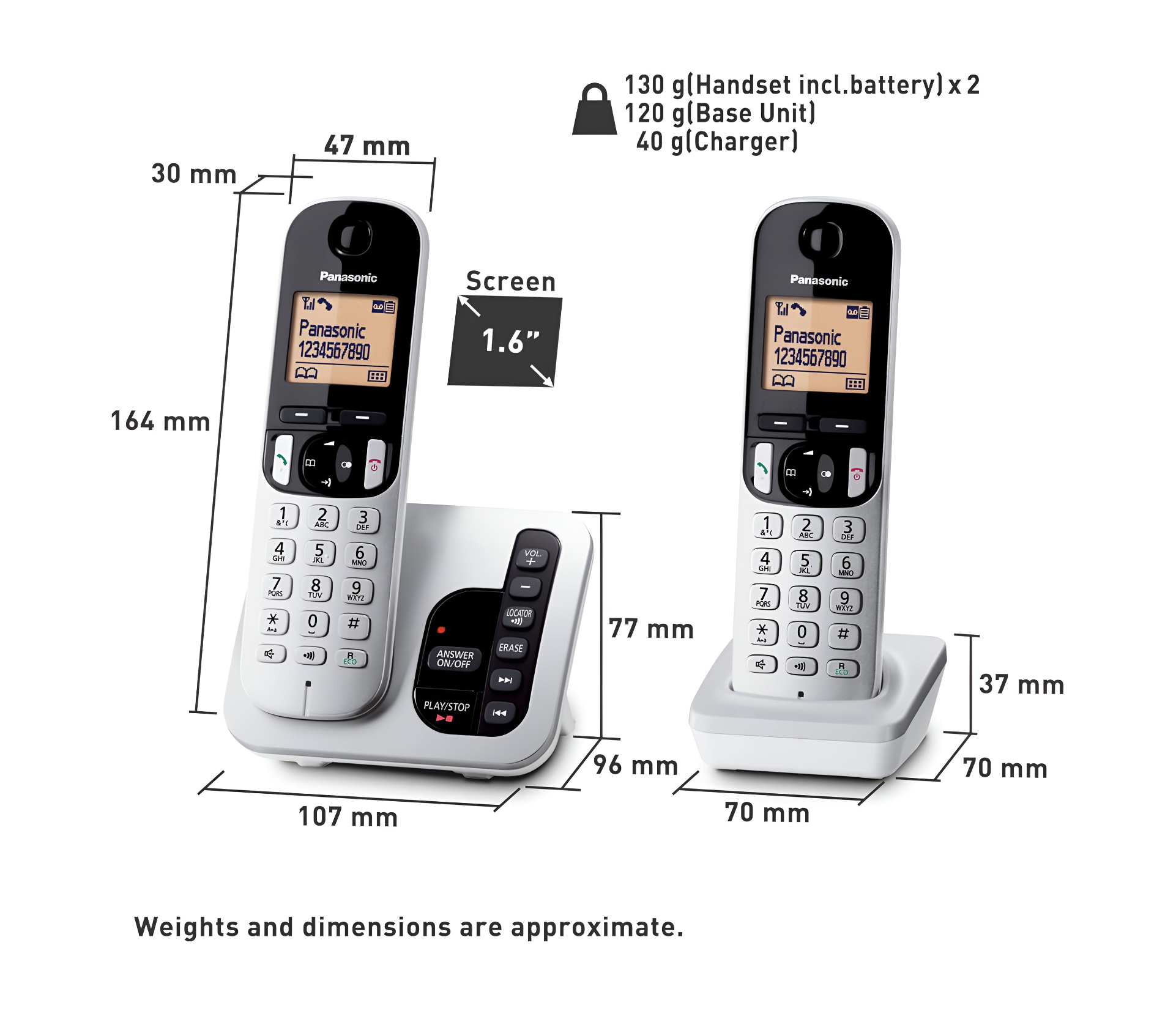 Panasonic KX-TGC222ALS Double Handset Cordless Phone - Refurbished
