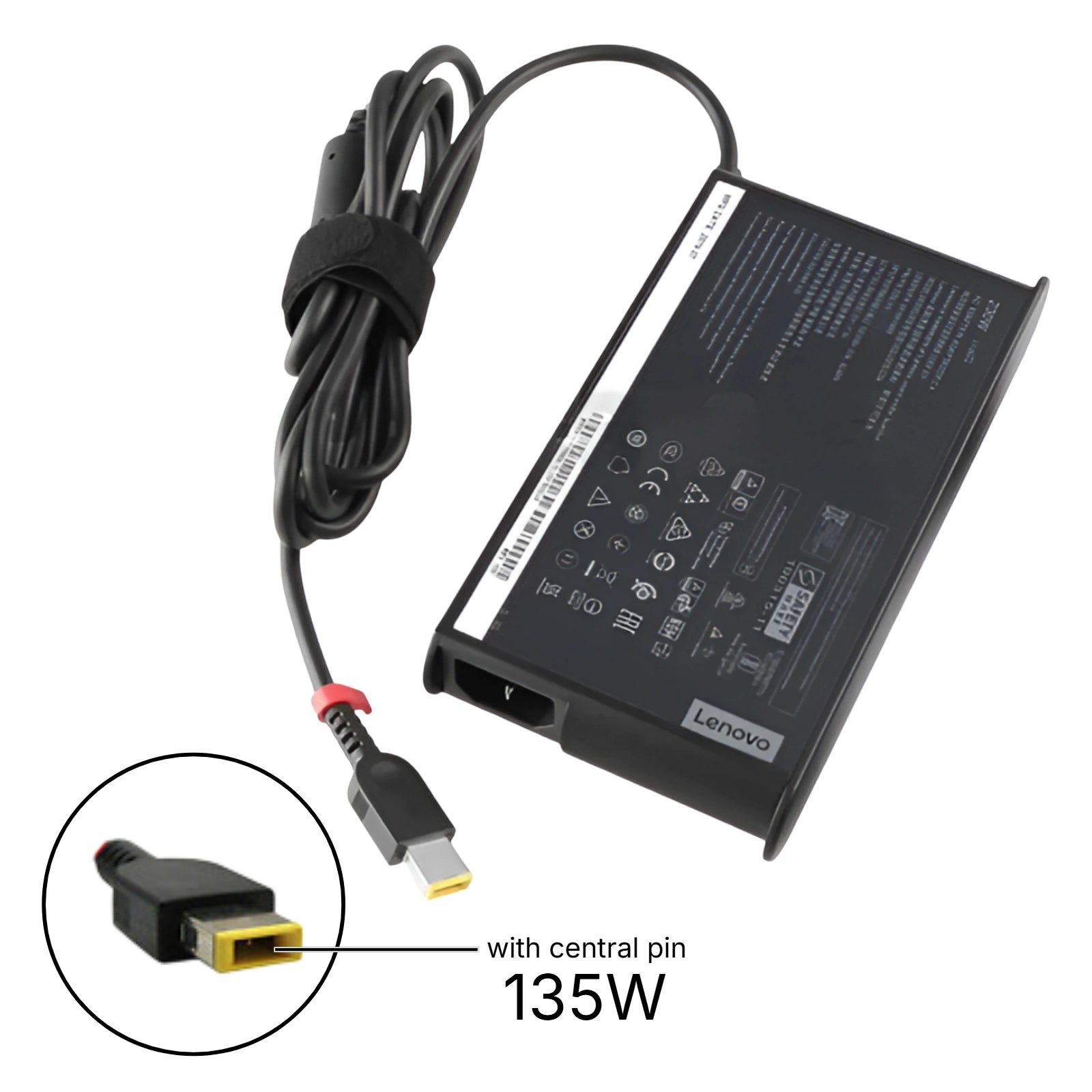 Genuine 135W USB Yellow Slim Square Tip Adapter Charger for Lenovo IdeaPad Gaming 3 3i (15") 82EY 81Y4