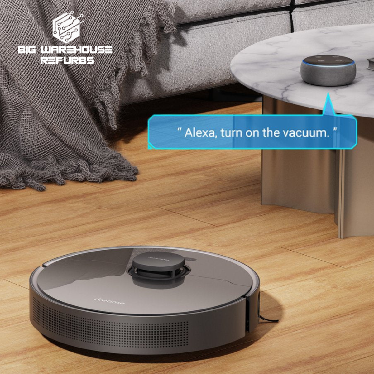 Dreame tech Z10 Pro Robot Vacuum navigating through a smart home with voice control, LiDAR navigation, and 4,000Pa suction power.