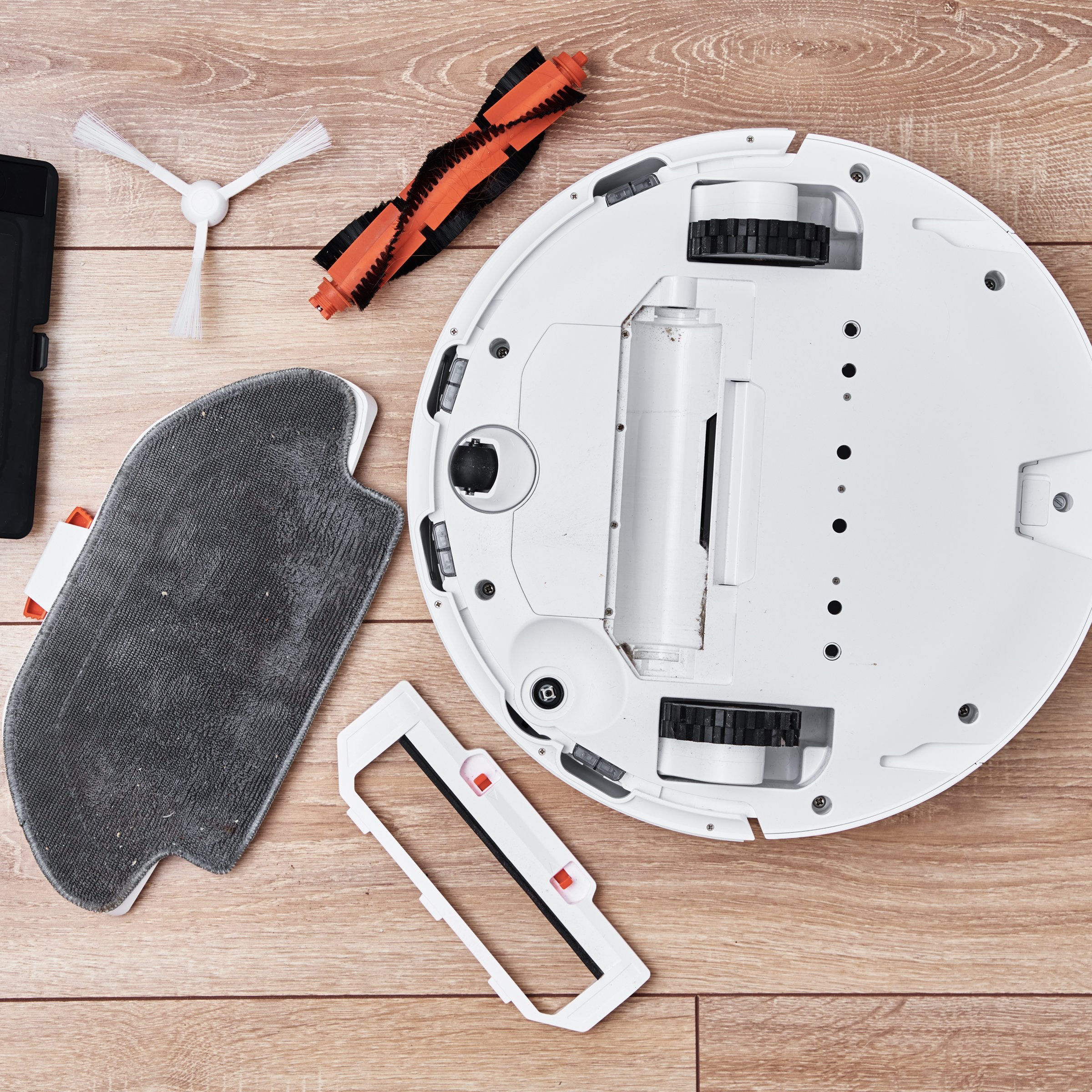 High-quality robot vacuum accessories including filters, brushes, and cleaning pads, designed to improve performance and extend vacuum life.