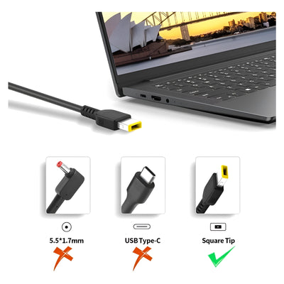 Genuine 170W USB Yellow Slim Square Tip Adapter Charger for Lenovo IdeaPad Gaming 3 15ACH6 15ARH7 16ARH7