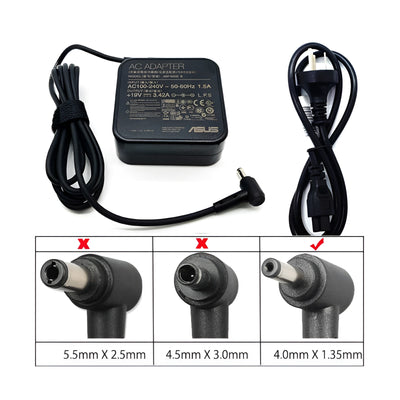 Genuine 65W AC Laptop Charger Adapter for Asus Zenbook Flip 14 UX461 UX461U (4.0x1.35mm)