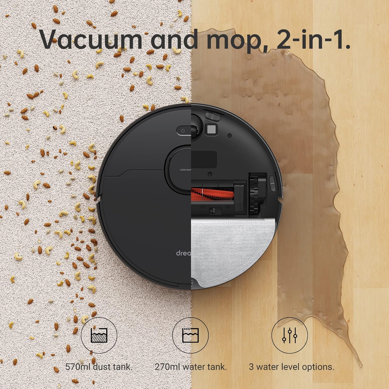 Dreame D9 Max Gen 1 Robot Vacuum and Mop Cleaner - Black