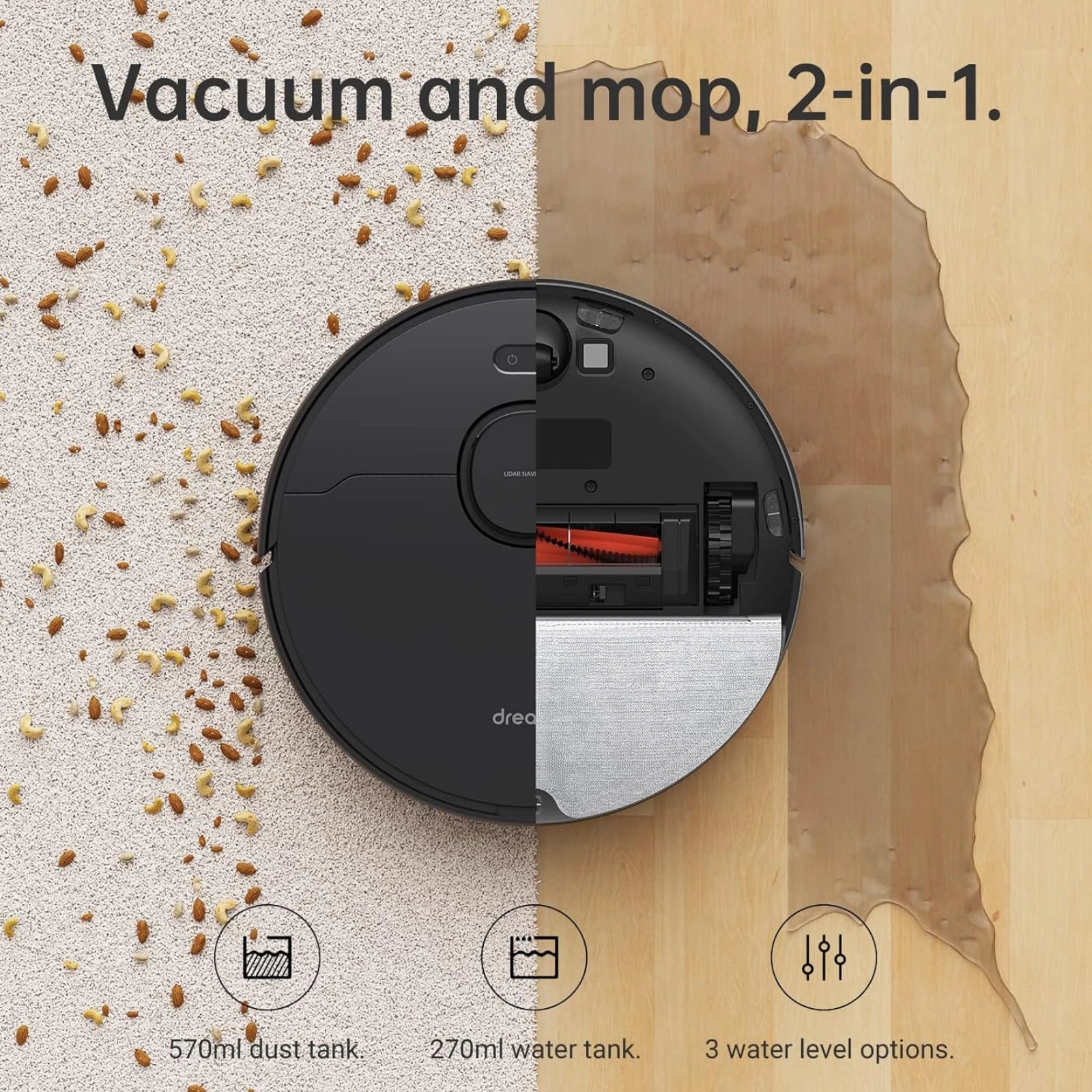 Dreame D9 Max Gen 1 Robot Vacuum and Mop Cleaner - Black - Refurbished
