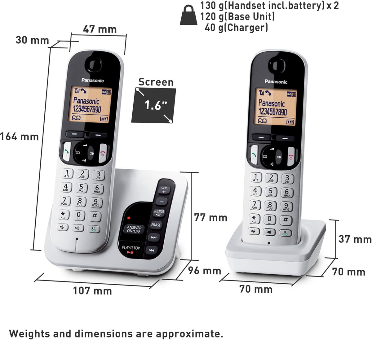 Panasonic KX-TGC222ALS Double Handset Cordless Phone