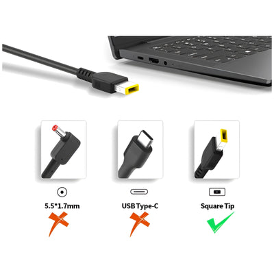 Genuine 135W USB Yellow Slim Square Tip Adapter Charger for Lenovo 20V 6.75A