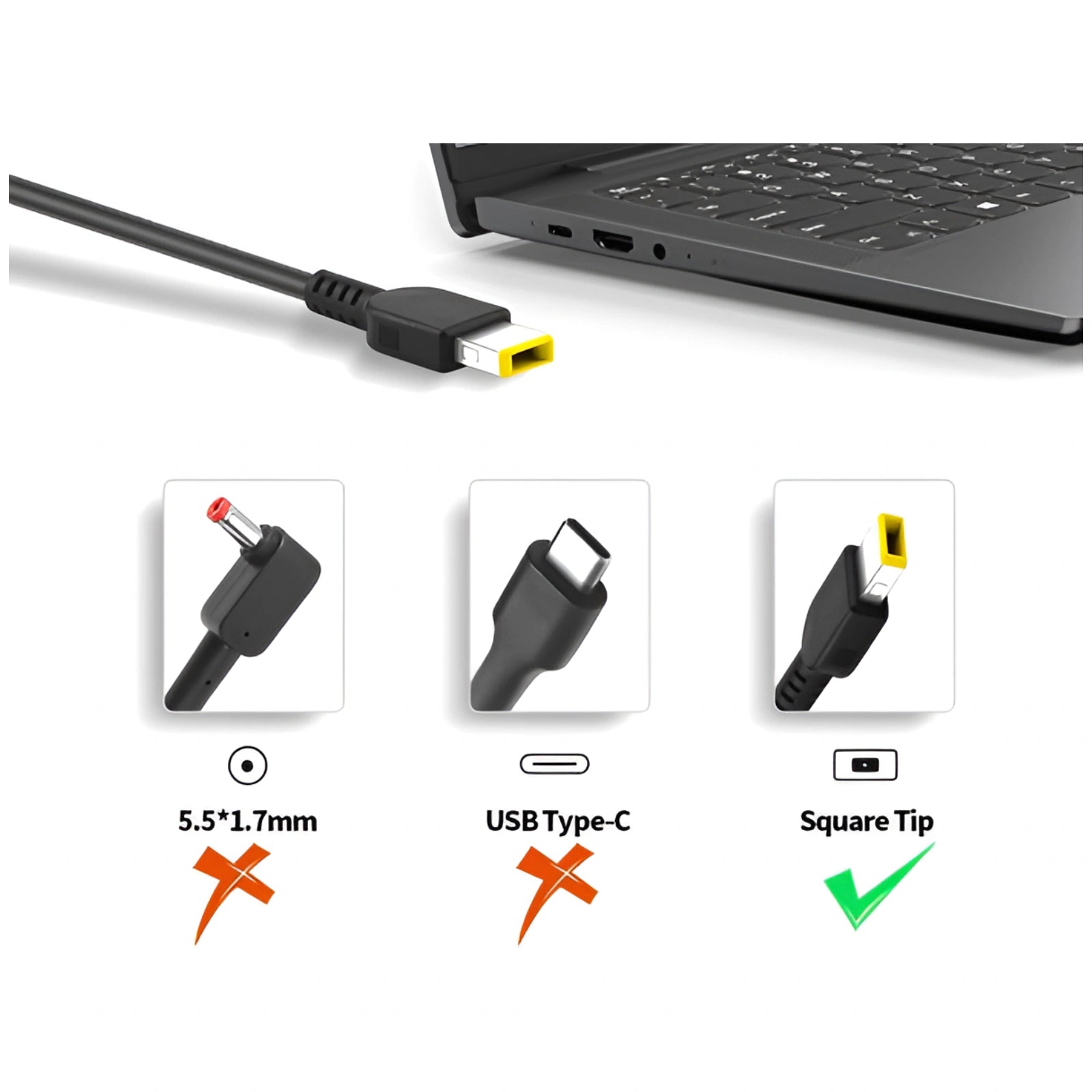 Genuine 135W USB Yellow Slim Square Tip Adapter Charger for Lenovo 45N0554 ADL135NDC3A ADL135NLC3A