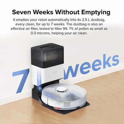 Roborock Q7 Max+ Robot Vacuum and Mop Cleaner with Auto-Empty Dock - White (Open Box)