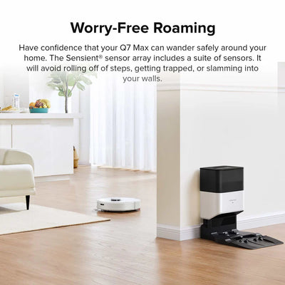 Roborock Q7 Max+ Robot Vacuum and Mop Cleaner with Auto-Empty Dock - White (Open Box)