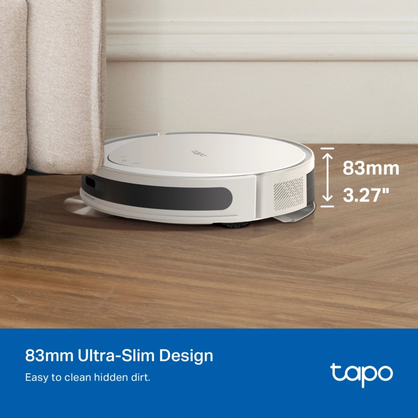 Tapo RV20 Max Plus MagSlim LiDAR Robot Vacuum and Mop with Auto-Empty Dock - White - Refurbished