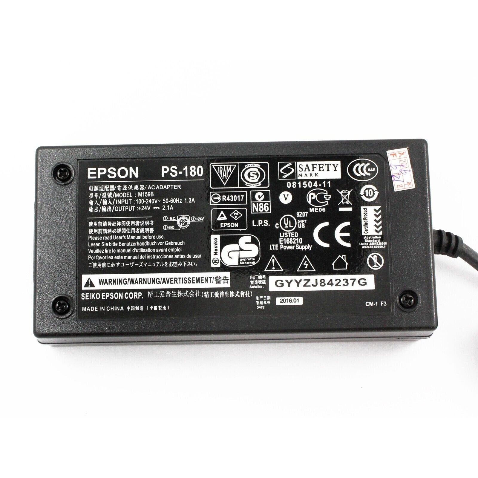 EPSON Power Adapter M159D PS-180 4 TM-T20 P60 T70 T82 T90 U220 U230 U295