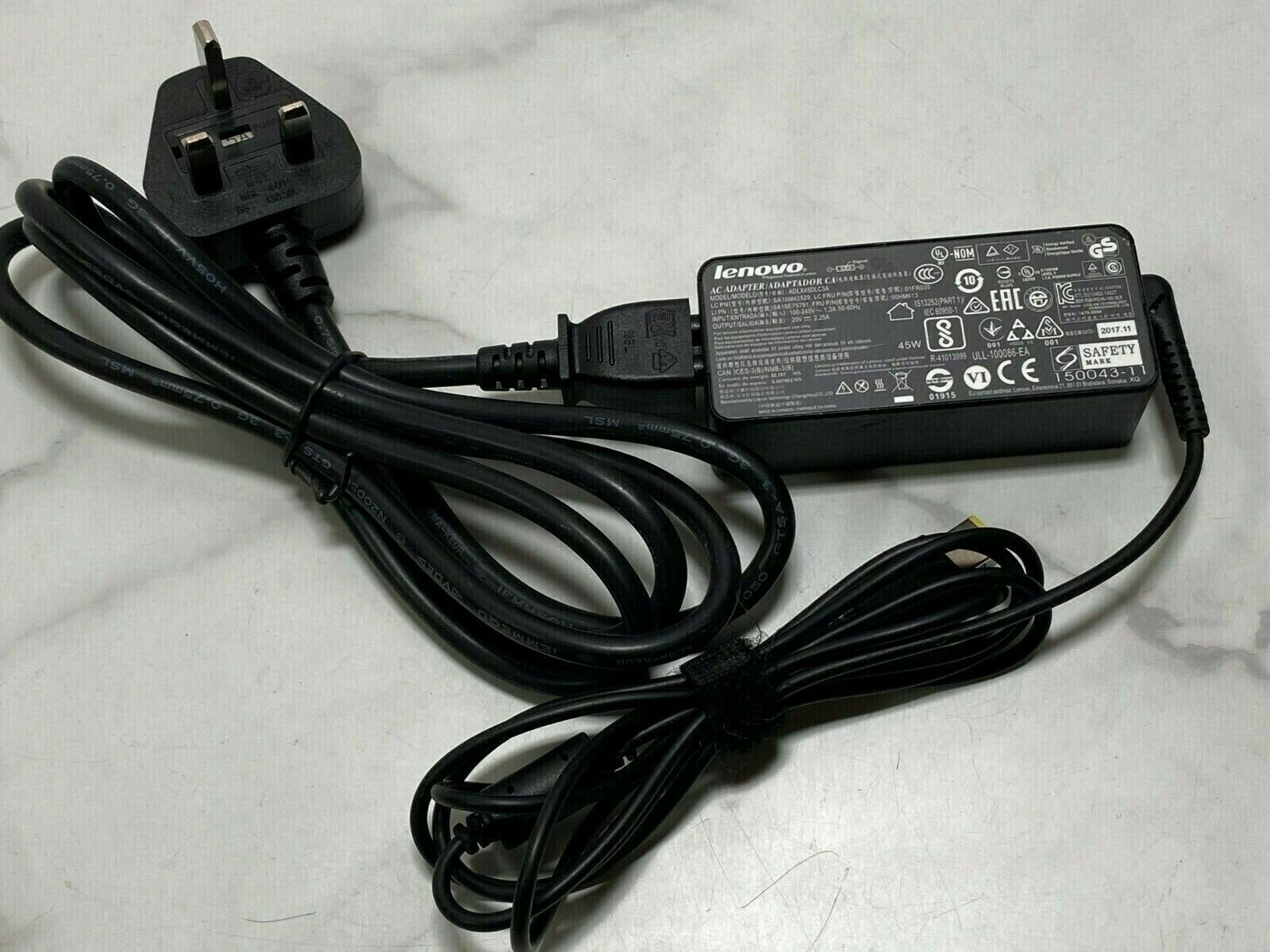 Genuine Lenovo 45W charger yellow Square Tip 20V 2.25A- AC Adapter + Power Cable