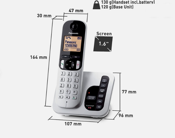 Panasonic DECT Digital Cordless Phone with Answering Machine KX-TGC220ALS