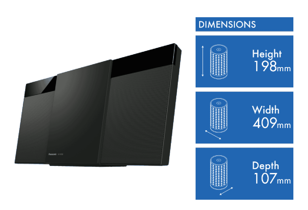 Panasonic Micro Stereo System with DAB+ Digital Radio and Bluetooth SC-HC302GN-K