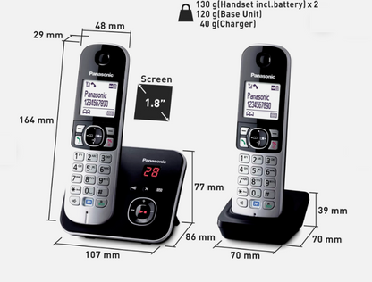 Panasonic KX-TG6822ALB Cordless Phone Twin Pack
