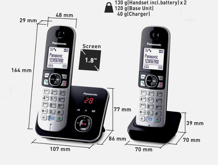 Panasonic KX-TG6822ALB Cordless Phone Twin Pack