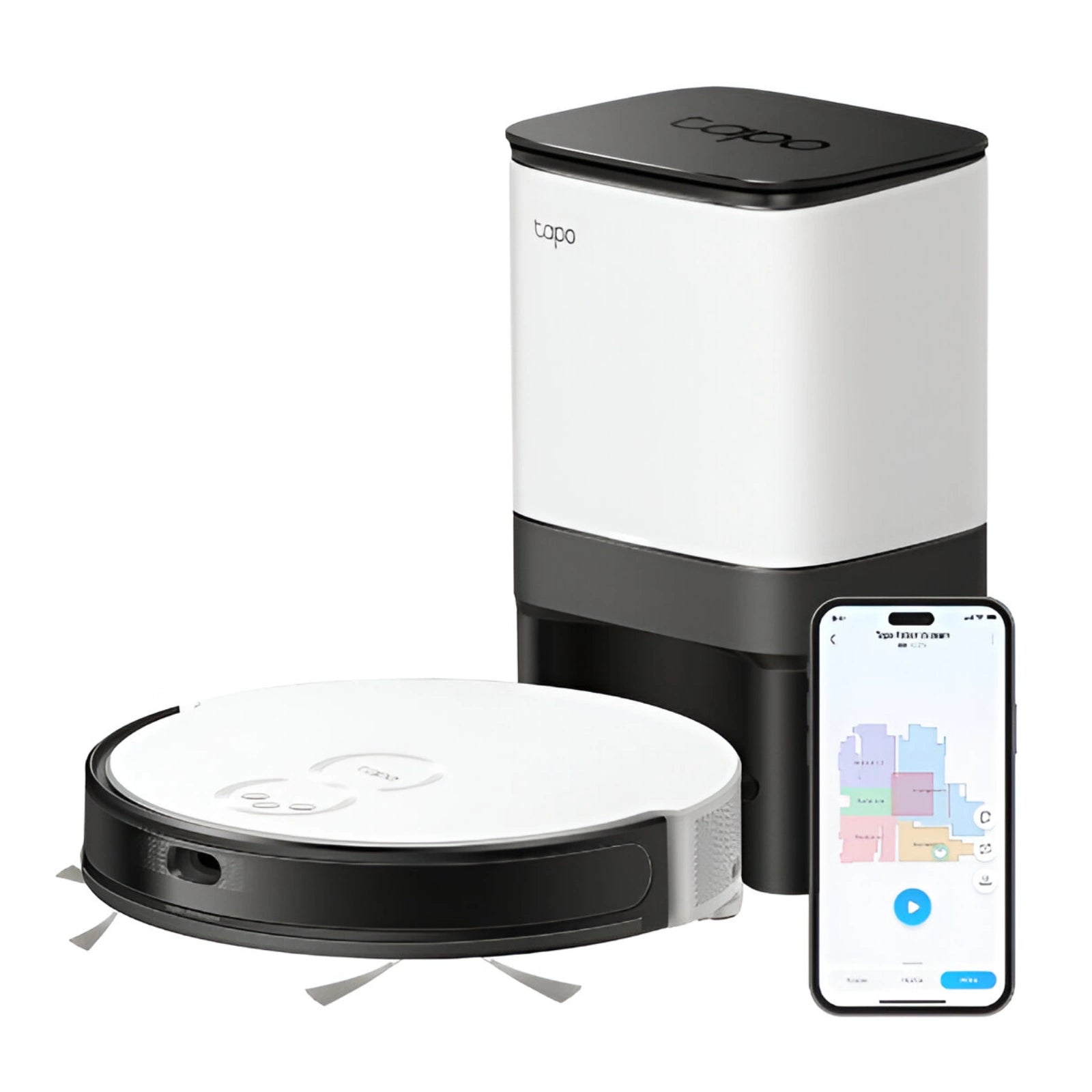 Tapo RV20 Plus MagSlim LiDAR Navigation Vacuum and Mop +  Smart Auto-Empty Dock - White/Black - Refurbished